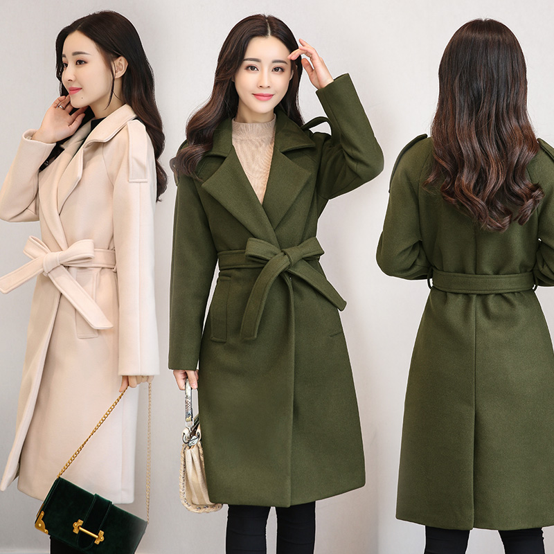 100F1百分之一 2017冬季新款韩版女装呢子长袖修身仿羊毛毛呢外套