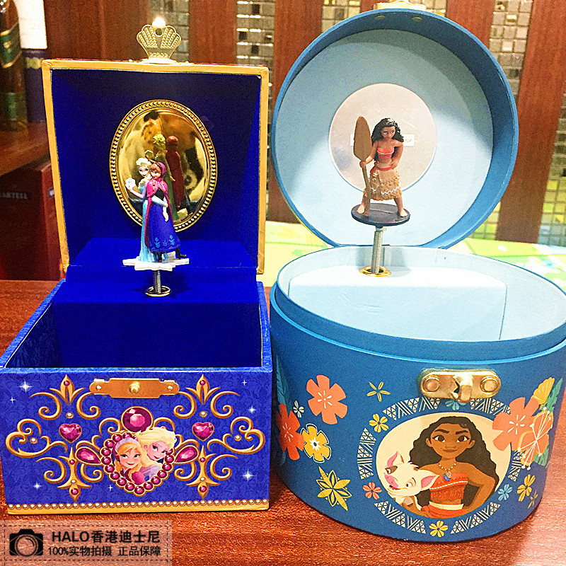 香港迪士尼包邮 冰雪奇缘 爱莎安娜卡通音乐盒 八音盒 首饰盒