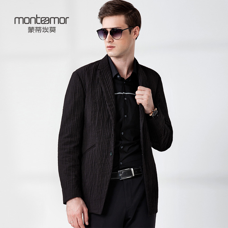 Monteamor/蒙蒂埃莫原创褶皱肌理修身版男士便西外套男休闲户外