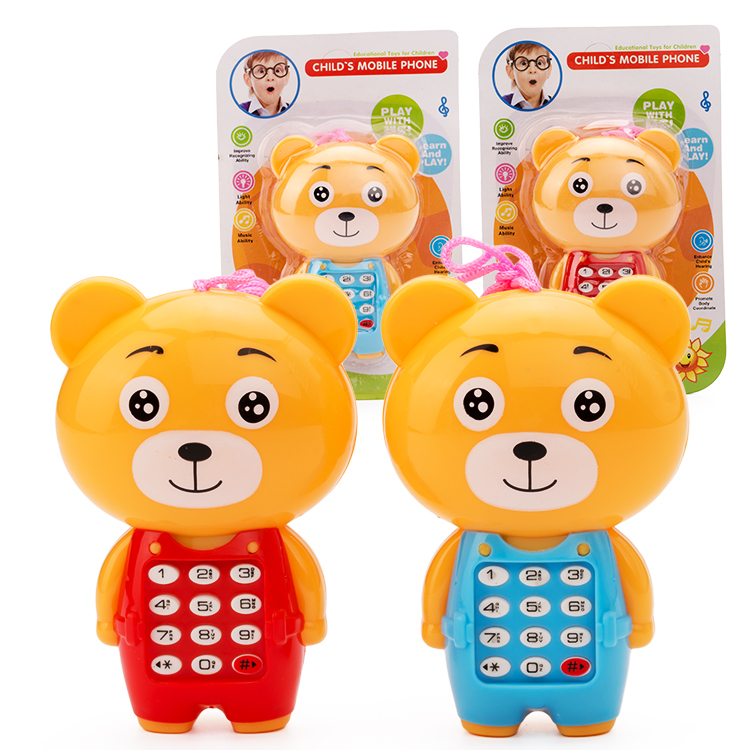 热销宝宝玩具1-3岁音乐小熊手机发光铃声手机音乐玩具小礼物批发