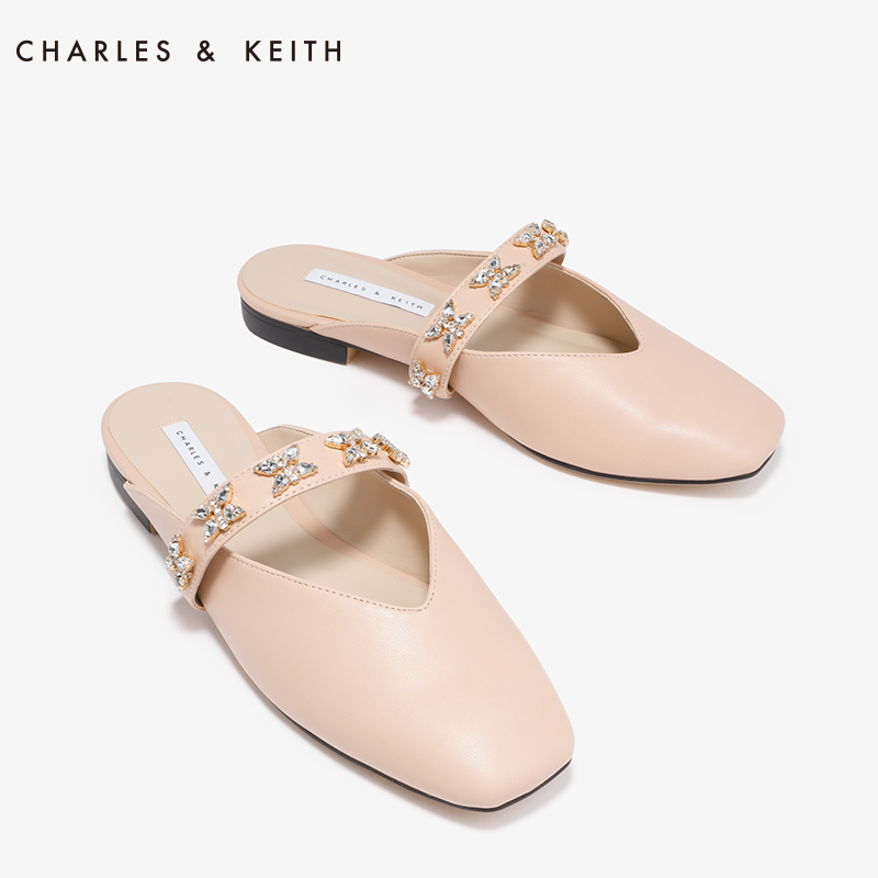CHARLES＆KEITH春季女士单鞋CK1-70580104亮钻装饰复古优雅凉拖鞋