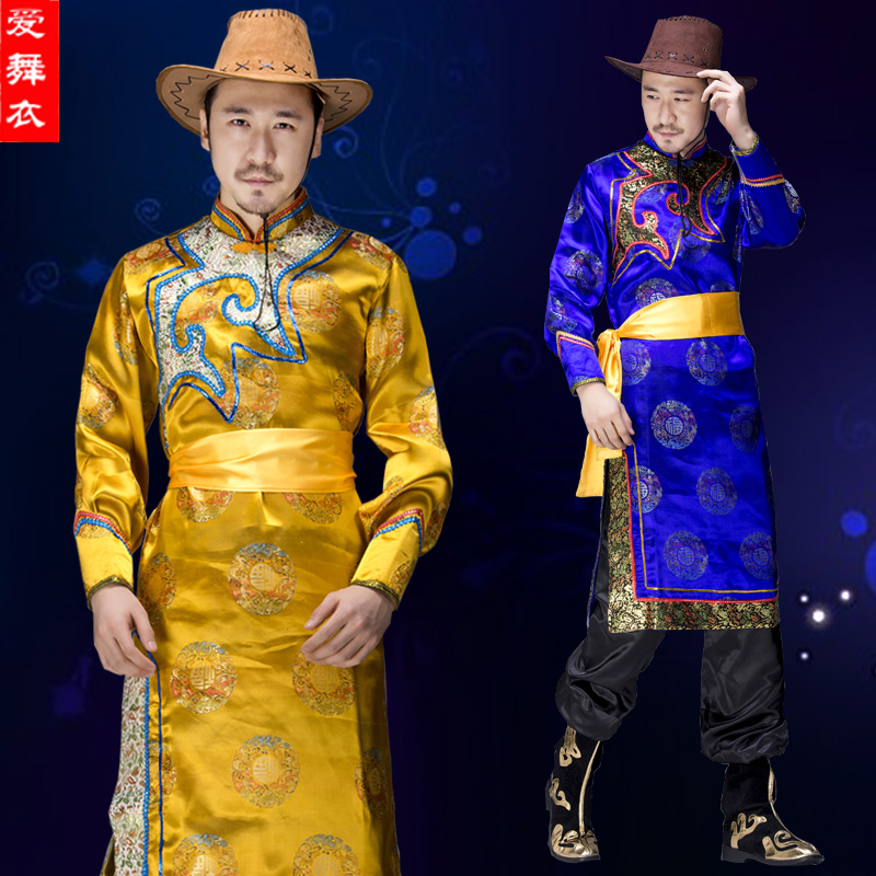 蒙古服装男成人2017新款长袍少数民族舞蹈表演服生活服蒙族婚礼服