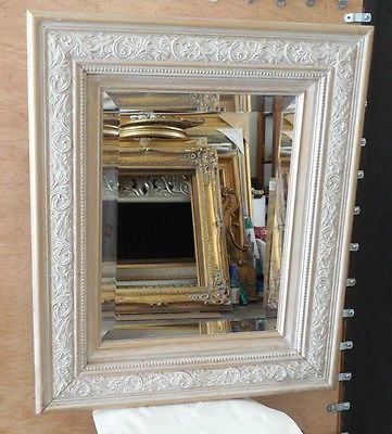 代购 复古镜子 实木18x21矩形斜墙镜精美白色边框装饰镜