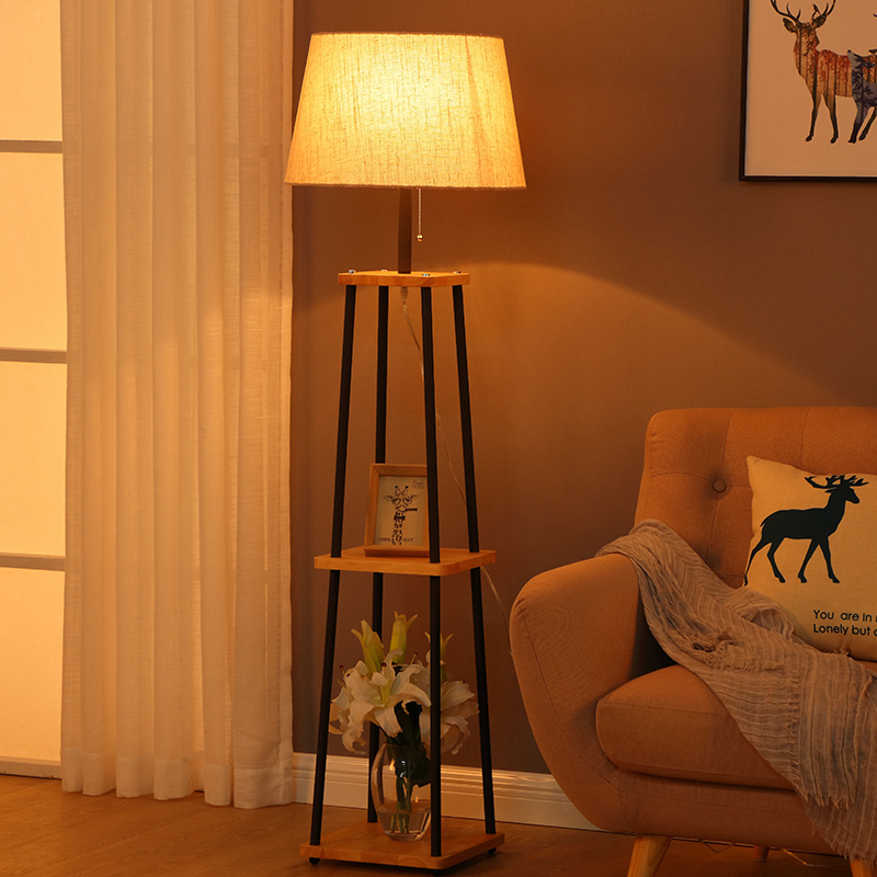 落地灯客厅卧室简约现代置物北欧美式立式台灯茶几托盘遥控装饰灯