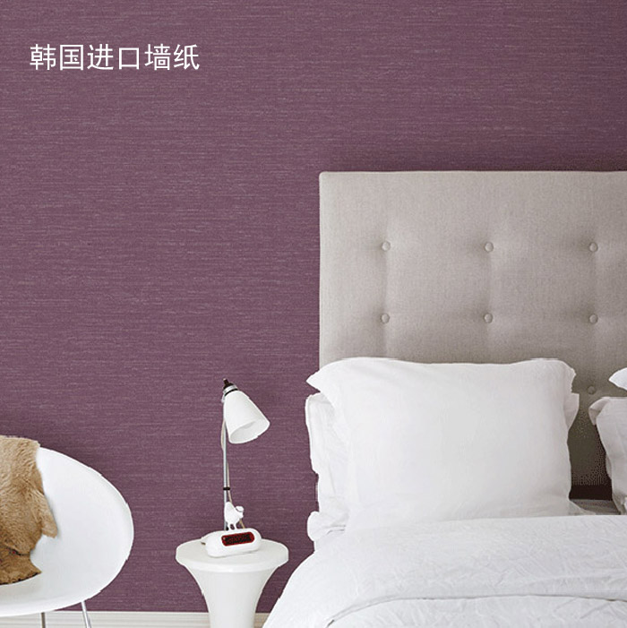 深紫色墙纸卧室床头背景壁纸婚房浪漫紫简欧式新古典韩国进口环保