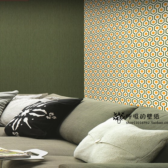 韩国进口墙纸壁纸 军绿色几何点现代风格客厅卧室餐厅背景墙AB版