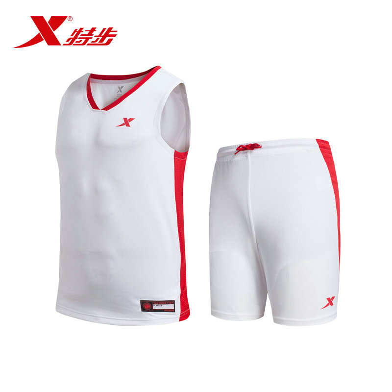 特步男篮球套装轻薄透气吸湿排汗运动篮球运动两件套官方正品球服