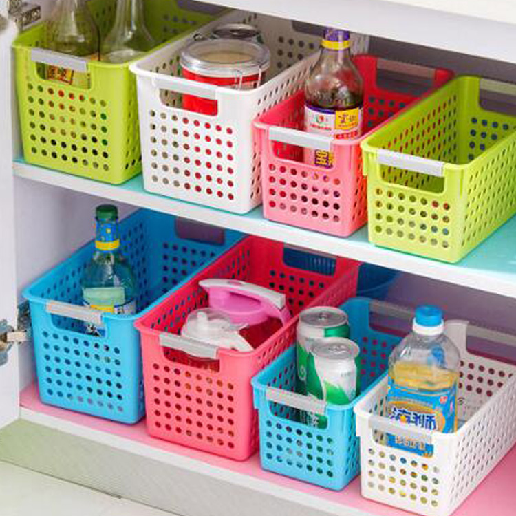 多彩加厚长方形塑料收纳篮玩具收纳盒厨房浴室桌面收纳置物篮