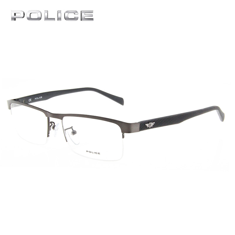POLICE新品光学眼镜架男女款半框商务可配近视板材眼镜框VPL127K
