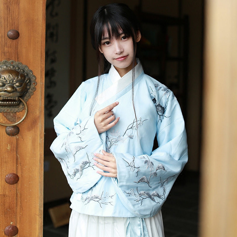 雪佳人-中国风女装汉元素传统汉服女沃裙女士上衣冬加厚长袖刺绣