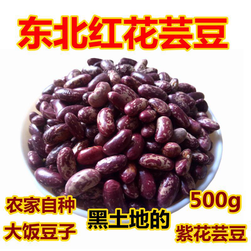东北新红紫大芸豆红紫花饭豆子农家自产种散装500g豆沙馅五谷杂粮
