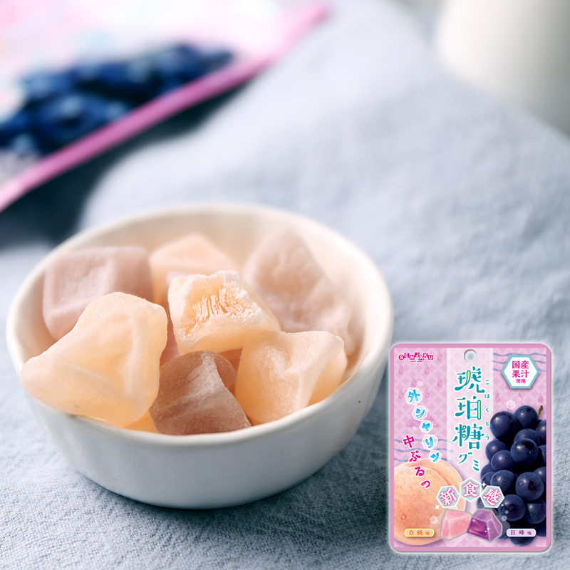 新食感日本进口扇雀饴SENJAKU琥珀糖水果软糖软心糖水蜜桃葡萄味