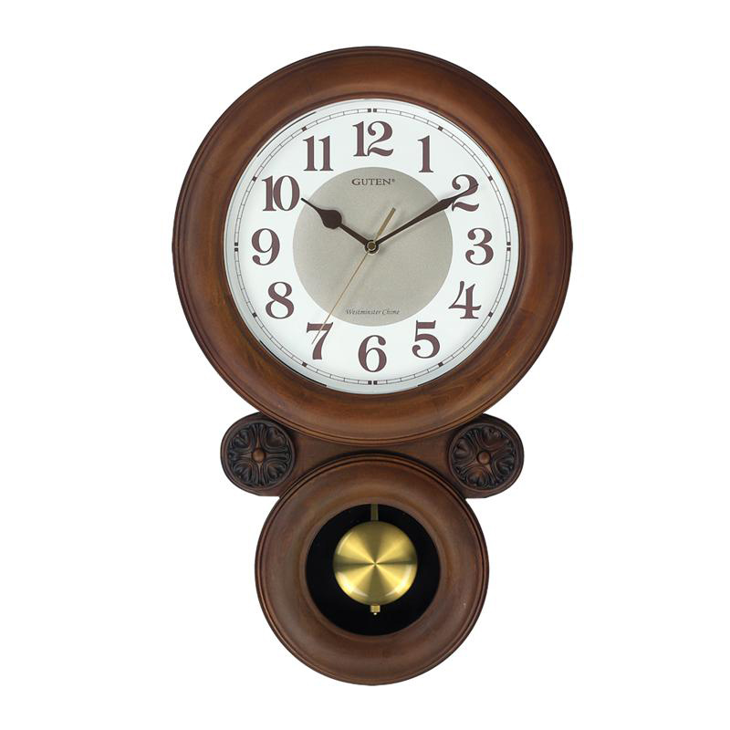 新中式实木时钟挂钟静音客厅中国风创意家用复古挂表大气石英钟表