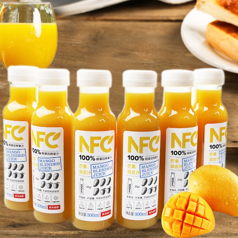 12月新品农夫山泉NFC100%芒果汁纯果汁饮料300ml6瓶支持备注混搭