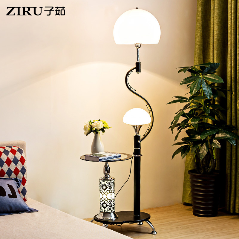 现代简约落地灯卧室床头客厅沙发灯北欧创意遥控茶几置物立式台灯