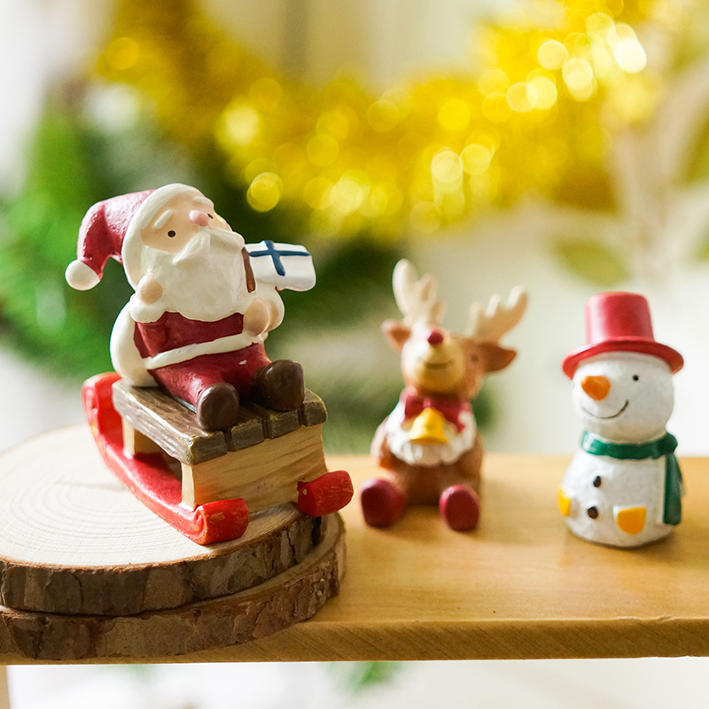 圣诞节桌面小摆件  创意树脂娃娃家居饰品迷你卡通动物儿童房装饰