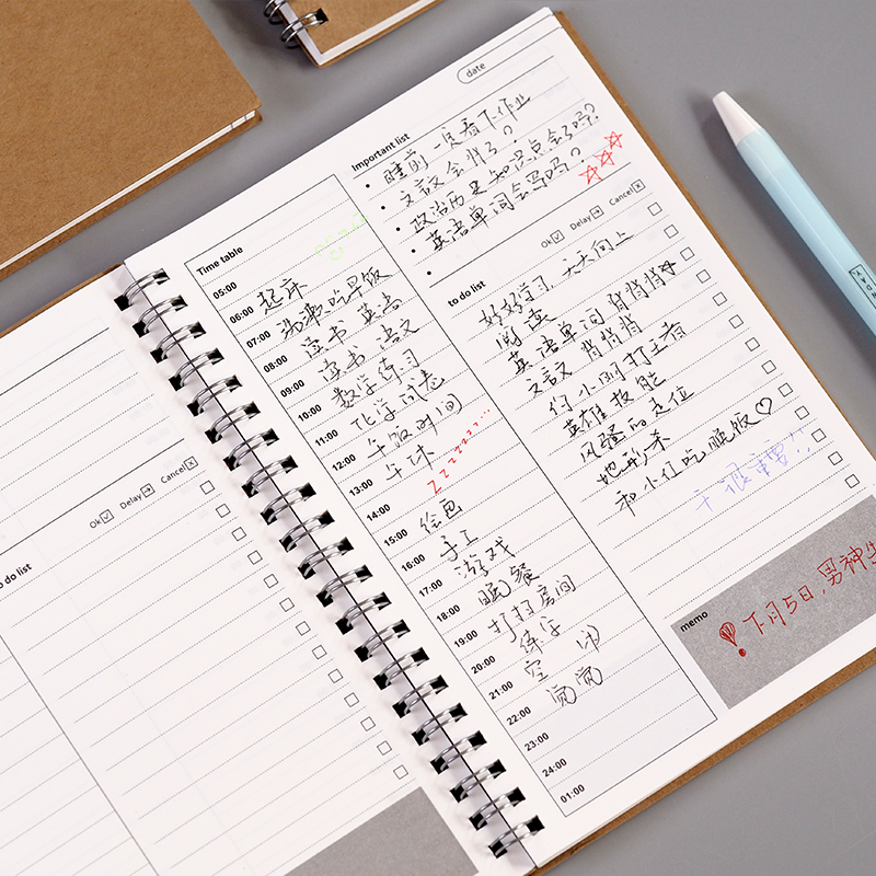 计划本日程本学生学习效率手册每日计划本时间表管理随身记事清单