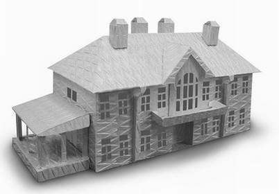 [777纸模型]白色精美建筑模型系列(5) 别墅住宅楼