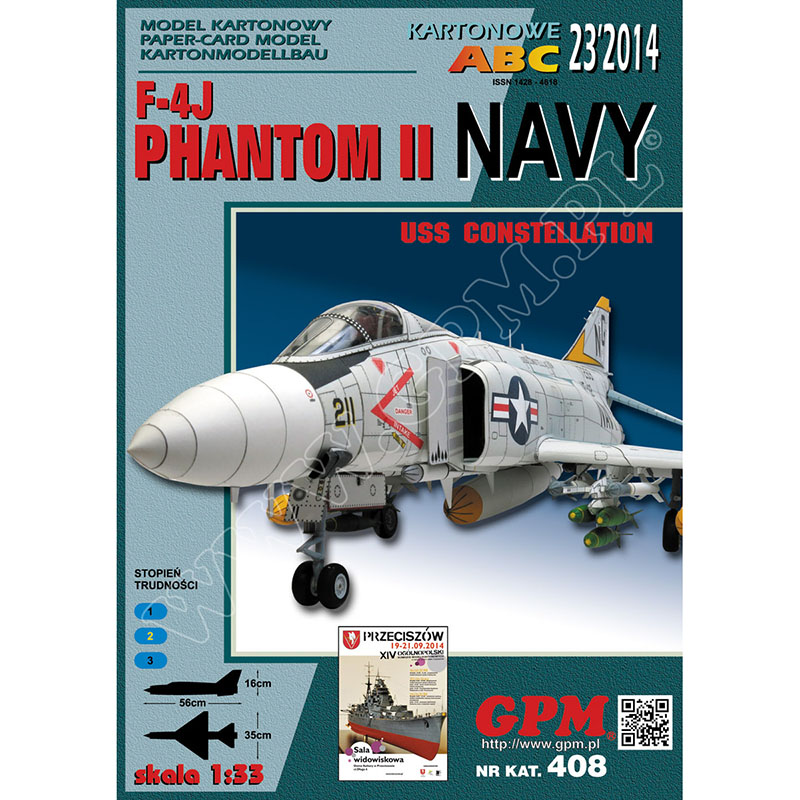 [定购]F-4J PHANTOM II（图纸+龙骨+舱盖）1:33 战斗机正版纸模型