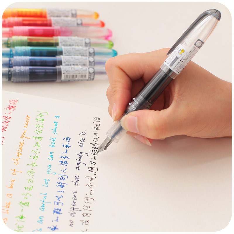 日本正品百乐彩色元气可换墨囊钢笔女小学生用儿童透明刚笔万年笔