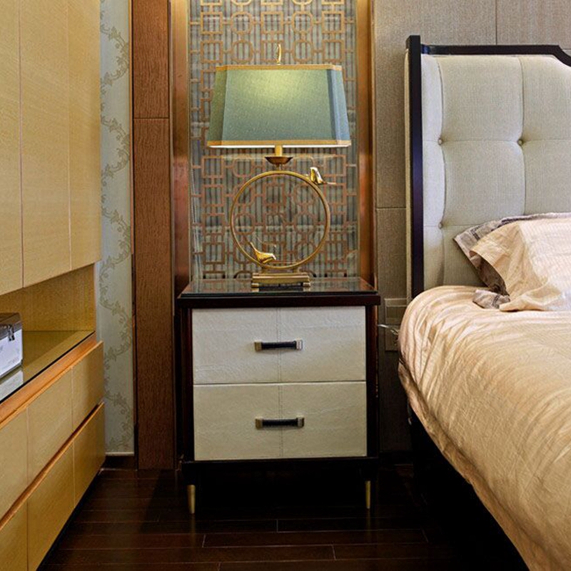 新中式实木床头柜古典卧室家具样板房酒店储藏柜别墅售楼处装饰柜