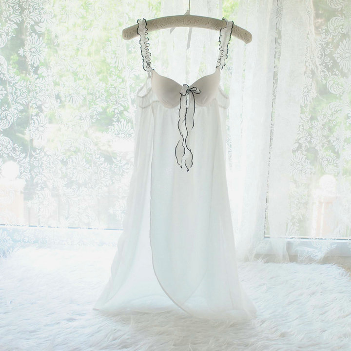 特价热辣钢圈罩杯吊带雪纺纱睡衣性感妩媚长款流行白色钢托睡裙