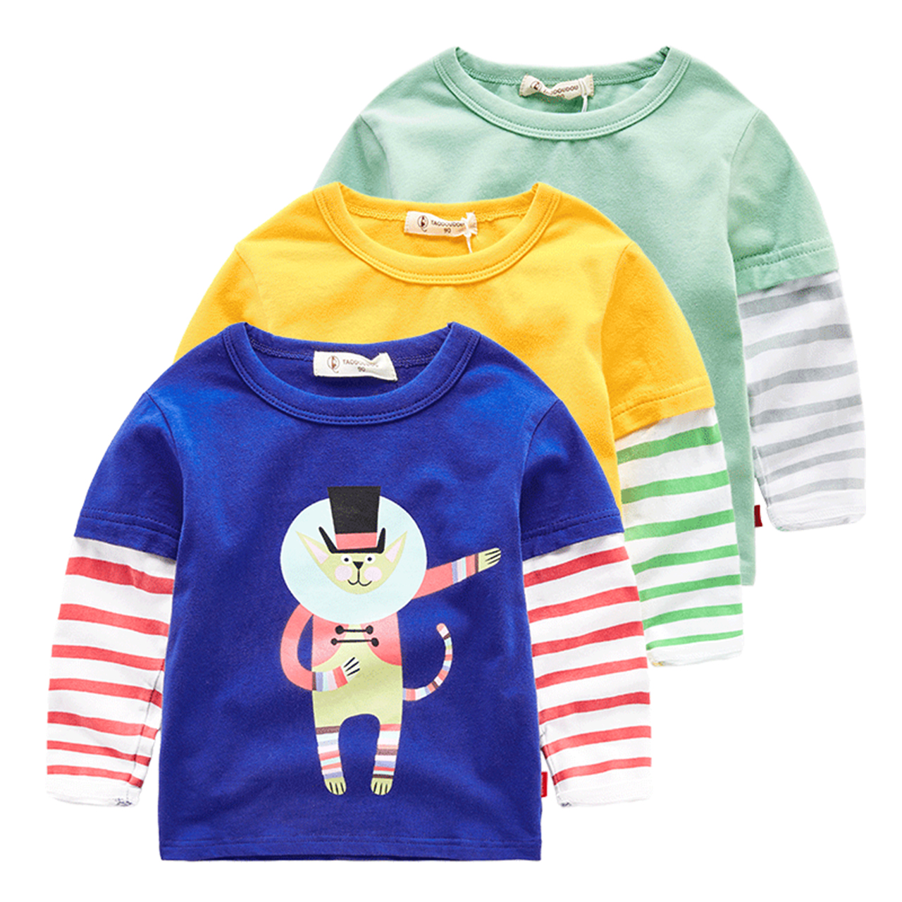 兜兜童装小铺原创设计男童假两件长袖体恤宝宝卡通T恤小童衣服潮