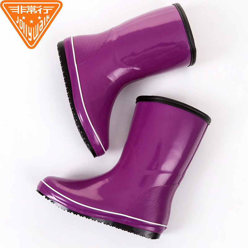 非常行雨鞋女士中筒保暖雨靴防滑女式水鞋高筒胶鞋成人加棉水靴