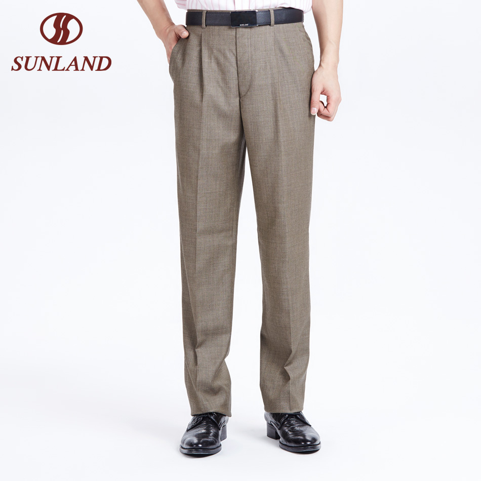 SUNLAND/绅浪男士商务正装西裤 纯羊毛单褶直筒 职业装宽松大码