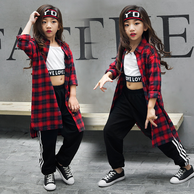 新款儿童演出服男童嘻哈街舞套装女童少儿hiphop爵士舞蹈表演服装