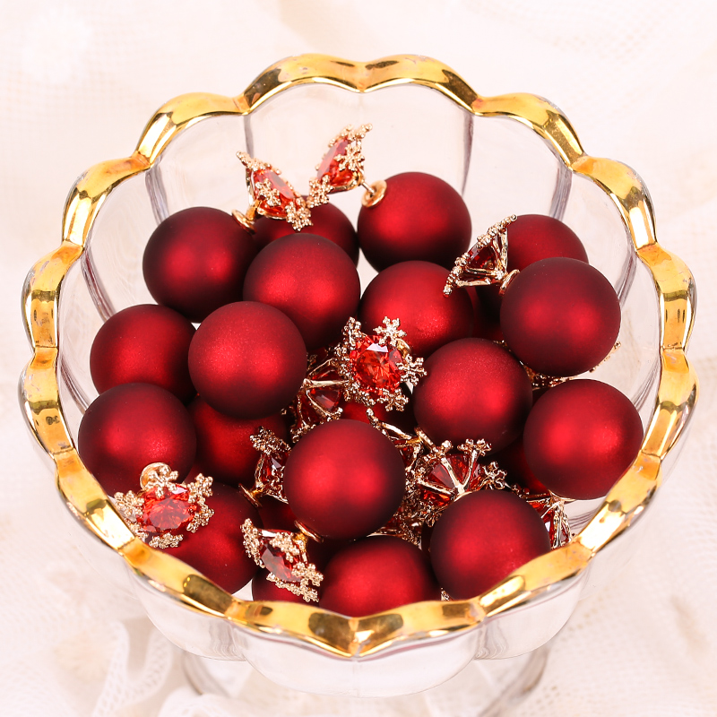 Taimi s925银针新年款红色珍珠雪花球气质耳钉个性百搭耳环耳饰品