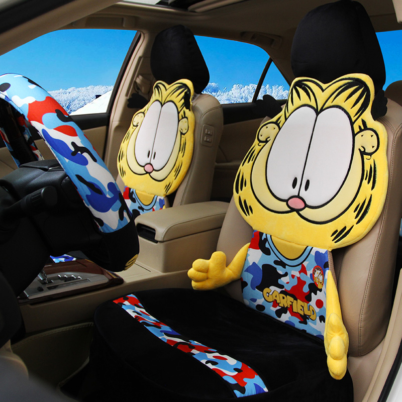 加菲猫 新款夏季汽车坐垫 可爱创意短毛绒座垫 加厚四季保暖毛垫