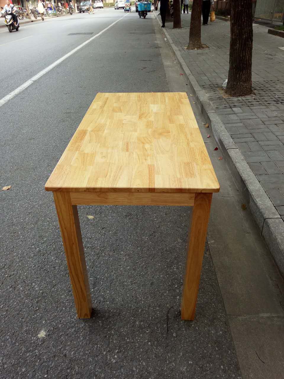橡胶木长方型餐桌实木正方形餐台方台原木桌子上海安装送货拆装