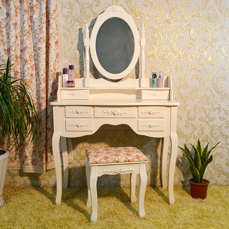 欧式梳妆台卧室迷你经济型化妆桌 法式简易公主化妆台小户型白色
