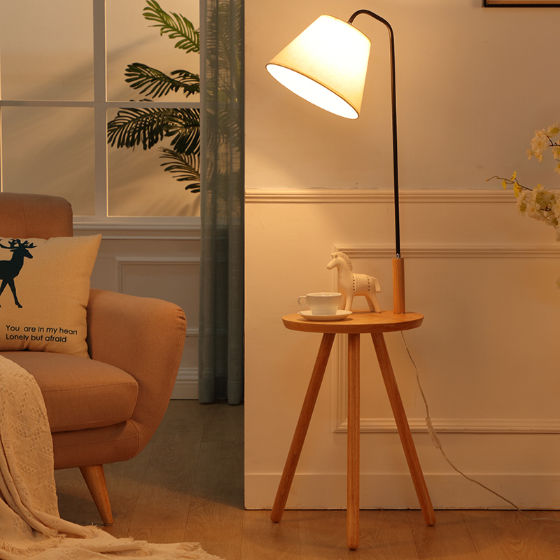 落地灯实木客厅床头灯北欧创意美式卧室地灯欧式现代简约立式台灯