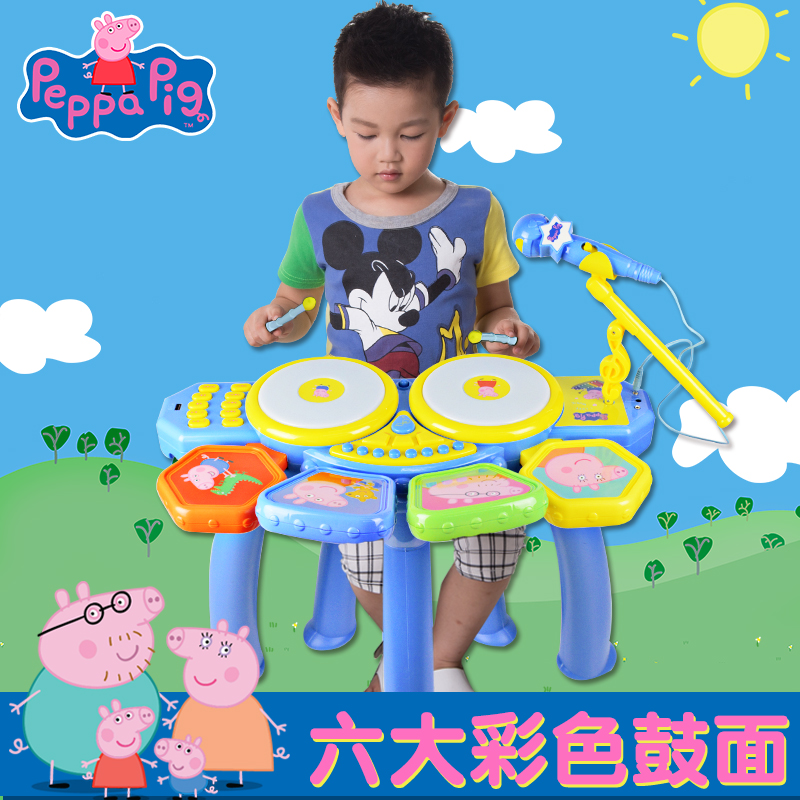 小猪佩奇架子鼓儿童初学者乐器3手拍敲打爵士鼓6岁佩琪玩具节礼物
