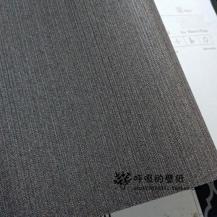 现货韩国壁纸墙纸 黑灰色竖纹草编纹现代风格个性客厅KTV背景