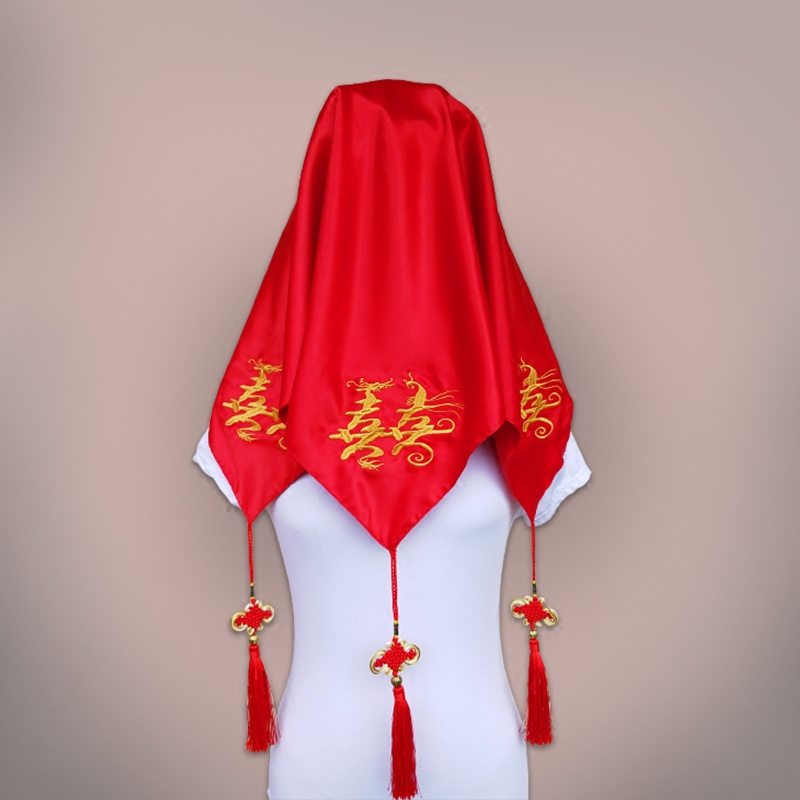 红盖头新娘中式刺绣结婚2017新款红色加大盖头喜帕头巾秀禾包袱皮