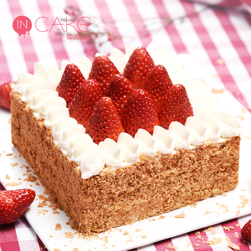 INCAKE印克时光 草莓拿破仑生日蛋糕 新鲜水果蛋糕上海北京同城