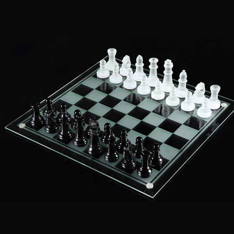水晶国际象棋 成人儿童象棋精美玻璃棋盘高规格水晶玻璃黑白棋子