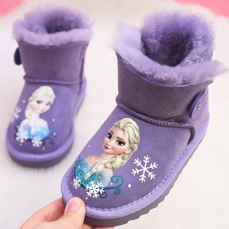 羊皮毛一体女童雪地靴2022冬儿童雪地棉真皮棉鞋加绒靴子加厚童鞋
