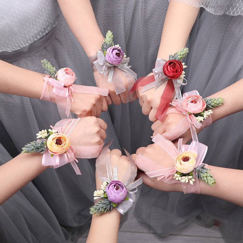 伴娘手腕花新娘结婚姐妹团手花婚礼森系韩式唯美超仙手环婚庆用品