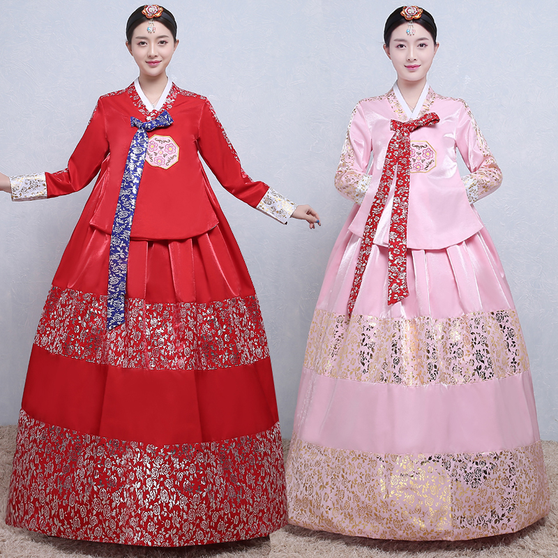 新款高档朝鲜族服刺绣花韩服女日常韩国宫廷结婚礼服表演出舞蹈服