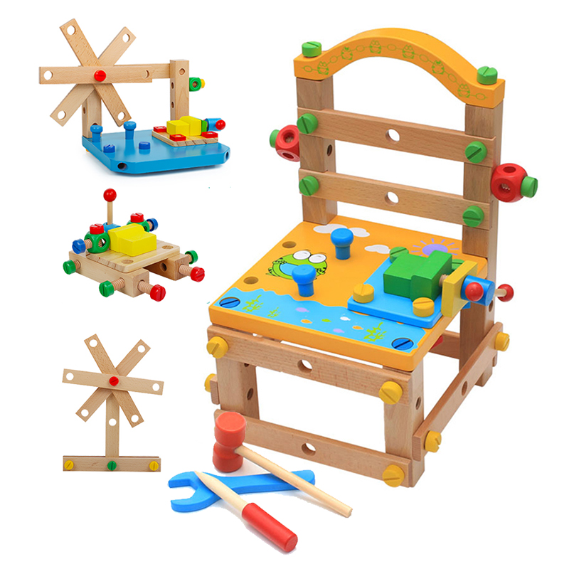儿童螺母组合拆装组装鲁班椅多功能益智木制螺丝工具百变积木玩具