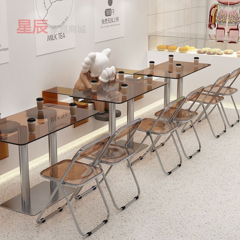 奶茶店创意桌椅网红工业风桌椅组合咖啡厅创意酒吧亚克力餐椅休闲