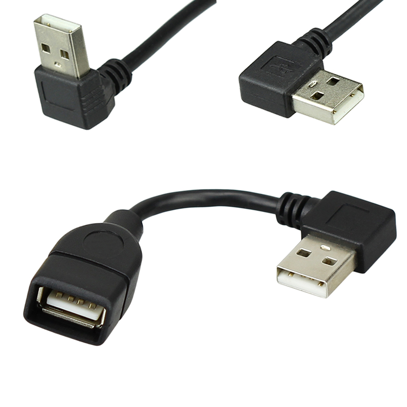 USB弯头数据线2.0公母头拐弯转换线 移动网卡转换线USB侧弯转换线