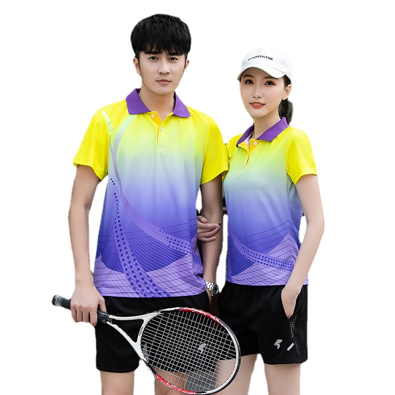 2021新款男女同款乒乓球服套装情侣翻领短袖运动服羽毛球服可印字