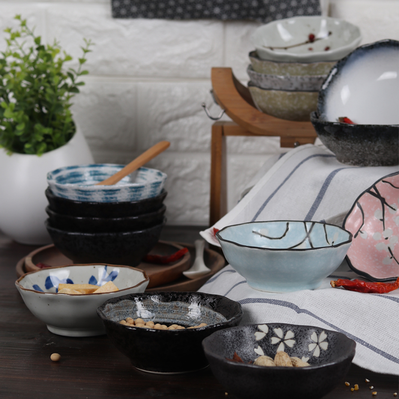 甜品碗家用小菜碗寿司碗调料碗荷口小碗零食碗创意日式陶瓷小吃碗
