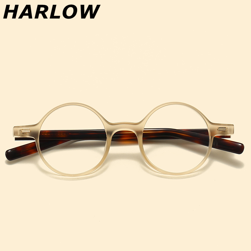 磨砂茶色眼镜框男女可配高度数近视镜片小框圆形复古TR90眼镜架潮