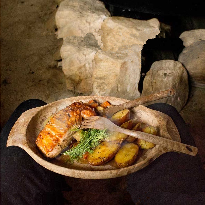 kupilka芬兰北欧风户外木质餐盘bushcraft露野营餐具送收纳袋皮绳